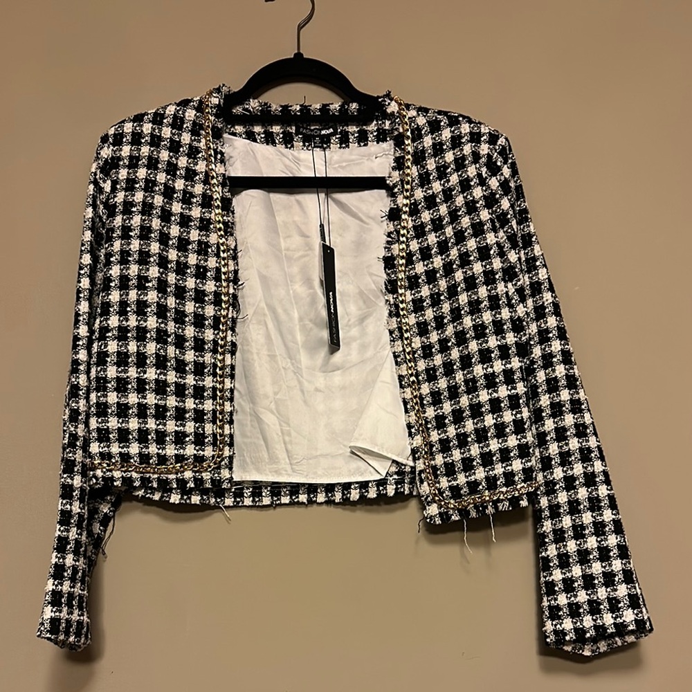 Black and White Checkered Women's Jacket